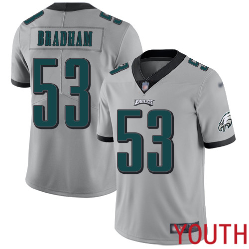 Youth Philadelphia Eagles #53 Nigel Bradham Limited Silver Inverted Legend NFL Jersey Football->youth nfl jersey->Youth Jersey